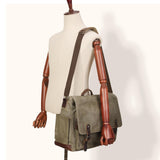 [Upgraded] Vintage Messenger Bag, 15.6 Inch Laptop Crossbody Shoulder Bags, Heavy Water - resistant Canvas Satchel for Men