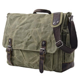 [Upgraded] Vintage Messenger Bag, 15.6 Inch Laptop Crossbody Shoulder Bags, Heavy Water-resistant Canvas Satchel for Men