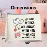 UPNEGE Nurse Makeup Bag Gifts for Women, RN Nurse Practitioner Nursing Assistant Christian Gifts Proverbs 31:13 Cosmetic Bag Zipper Pouch