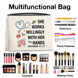 UPNEGE Nurse Makeup Bag Gifts for Women, RN Nurse Practitioner Nursing Assistant Christian Gifts Proverbs 31:13 Cosmetic Bag Zipper Pouch