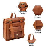 URBAN DEZIRE Men's Leather Vintage Roll On Laptop Backpack Rucksack knapsack college bag