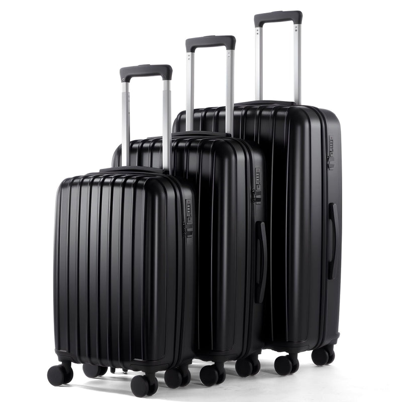 UrbanExporer Luggage Sets 3 - Piece, ABS+PC Lightweight Suitcase Set with Spinner Wheels, Large Checked Travel Suitcase for Family Travel, Business Trip, Suitcases Sets 20 24 28 Inch, Black