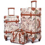 urecity Vintage Luggage Sets of 3 Piece - Hardside Lightweight Spinner Suitcases - Retro Travel Set includes Under Seat Train Case, 26