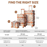 urecity Vintage Luggage Sets of 3 Piece - Hardside Lightweight Spinner Suitcases - Retro Travel Set includes Under Seat Train Case, 26"+20"+12"