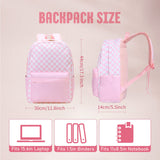 UREYMX Checkered Backpack - Kids' School Backpack, Large Capacity, Waterproof, Lightweight, Pink