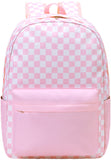 UREYMX Checkered Backpack - Kids' School Backpack, Large Capacity, Waterproof, Lightweight, Pink