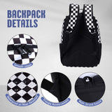 UREYMX Checkered Backpack School Backpack Boys Girls Backpacks for Kids Large Capacity Waterproof Lightweight Backpack Black