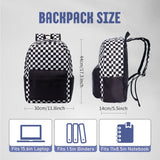 UREYMX Checkered Backpack School Backpack Boys Girls Backpacks for Kids Large Capacity Waterproof Lightweight Backpack Black