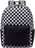 UREYMX Checkered Backpack School Backpack Boys Girls Backpacks for Kids Large Capacity Waterproof Lightweight Backpack Black
