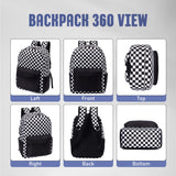 UREYMX Checkered Backpack School Backpack Boys Girls Backpacks for Kids Large Capacity Waterproof Lightweight Backpack Black