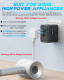 URJD Universal Travel Adapter, 6.0A 30W 5 USB C/A Ports + 2500W AC Outlets, International Power Adapter for All USB Devices, Multi Plugs 110V 220V A/C, European Travel Plug Adapter for 200+ Countries