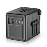 URJD Universal Travel Adapter, 6.0A 30W 5 USB C/A Ports + 2500W AC Outlets, International Power Adapter for All USB Devices, Multi Plugs 110V 220V A/C, European Travel Plug Adapter for 200+ Countries