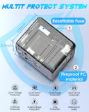 URJD Universal Travel Adapter, 6.0A 30W 5 USB C/A Ports + 2500W AC Outlets, International Power Adapter for All USB Devices, Multi Plugs 110V 220V A/C, European Travel Plug Adapter for 200+ Countries