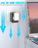 URJD Universal Travel Adapter, 6.0A 30W 5 USB C/A Ports + 2500W AC Outlets, International Power Adapter for All USB Devices, Multi Plugs 110V 220V A/C, European Travel Plug Adapter for 200+ Countries