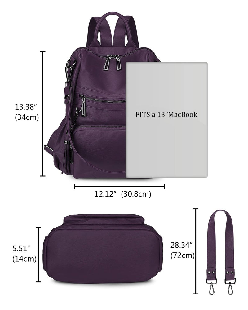 Uromee Travel Backpack Purse for Women Vegan Leather Ladies Fashion Tassel Shoulder Bag Convertible