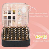 Uross Nail Polish Organizer Bag Holds 54 Bottles Nail Polish & Nail Lamp, Gel Nail Polish Organizers and Storage box for Nail Tech, Nail Kit Supplies Organizer Case - Black