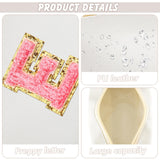 URSKYTOUS Initial Makeup Bag Personalized Preppy Travel Small Cosmetic Bag Cute PU White Chenille Letter Makeup Pouch for Purse Waterproof Zippered Toiletry Organizer for Women Girls Kids Friends (E)