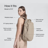 Urth Norite 24L Modular Camera & Laptop Travel Backpack — Water Resistant, Anti - Theft, Recycled Bag for DSLR, 13 - 16 Inch Laptop in Beige