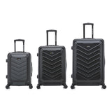 US ARMY FOX 3 Pcs Set Hardshell Luggage with Spinner Wheels | 20, 24, 28 inch Lightweight Travel Suitcase, Chevron Icon, Gel Handle, Retractable Trolley, Side Studs | Black