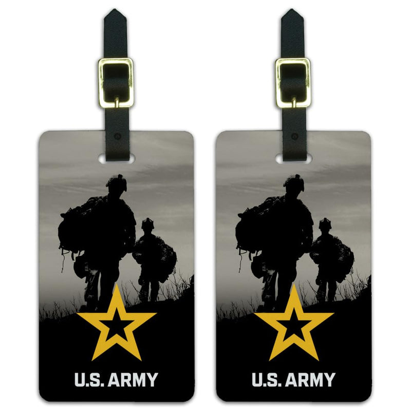 U.S. Army Logo with Soldier Silhouettes Luggage ID Tags Cards Set of 2