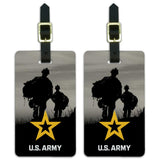 U.S. Army Logo with Soldier Silhouettes Luggage ID Tags Cards Set of 2