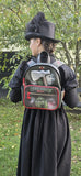 US Ghost Adventures Lizzie Borden House Haunted Historical Backpack, Black with Red Axe Zippers Crimson Accents, Gothic Design, True Crime Inspired