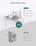 US to UK Ireland Plug Adapter, Addtam Type G Power Adapter with 3 AC Outlets and 3 USB(1 USB C), Travel Essentials for USA to Dubai Scotland British London England Hong Kong Irish