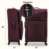 U.S. Traveler Anzio Softside Expandable Luggage with Spinner Wheels, Burgundy, 30 - Inch Large