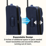 U.S. Traveler Anzio Softside Expandable Luggage with Spinner Wheels, Navy, 22 - Inch Carry - on