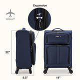 U.S. Traveler Anzio Softside Expandable Luggage with Spinner Wheels, Navy, 22 - Inch Carry - on