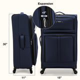 U.S. Traveler Anzio Softside Expandable Luggage with Spinner Wheels, Navy, 30 - Inch Large