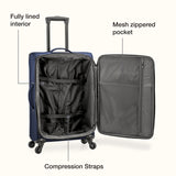 U.S. Traveler Anzio Softside Expandable Luggage with Spinner Wheels, Navy, 30 - Inch Large