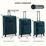 U.S. Traveler Anzio Softside Expandable Luggage with Spinner Wheels, Teal, 3 - Piece Set (22/26/30)