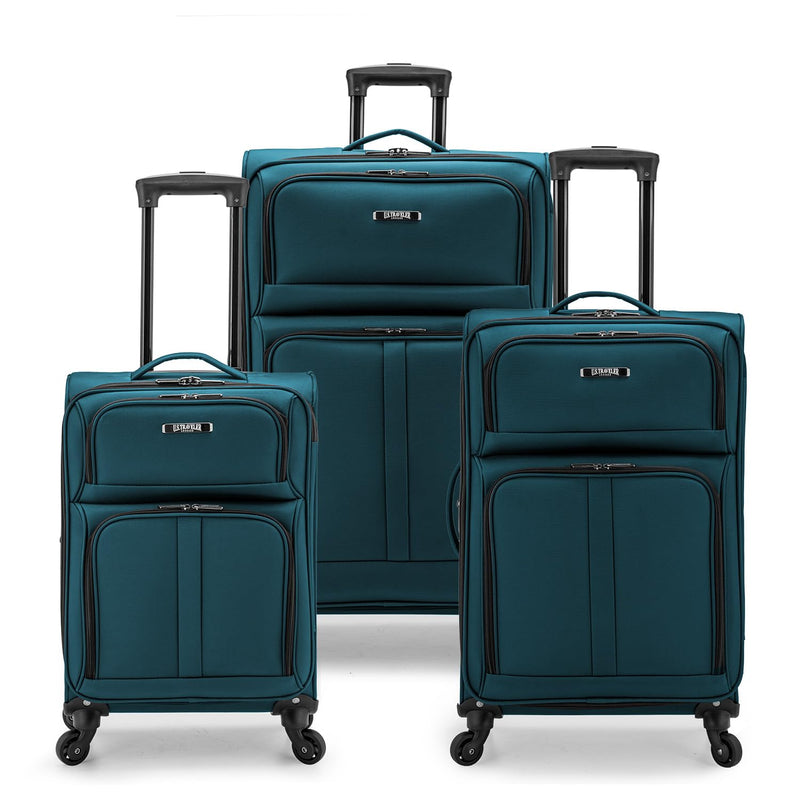 U.S. Traveler Anzio Softside Expandable Luggage with Spinner Wheels, Teal, 3 - Piece Set (22/26/30)