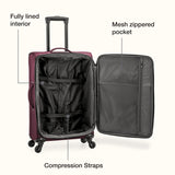 U.S. Traveler Anzio Softside Expandable Spinner Luggage, Burgundy, Carry - on 22 - Inch