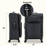 U.S. Traveler Anzio Softside Expandable Spinner Luggage, Dark Grey, Checked - Medium 26 - Inch