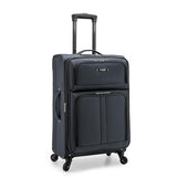 U.S. Traveler Anzio Softside Expandable Spinner Luggage, Dark Grey, Checked - Medium 26 - Inch
