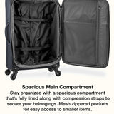 U.S. Traveler Anzio Softside Expandable Spinner Luggage, Dark Grey, Checked - Medium 26 - Inch