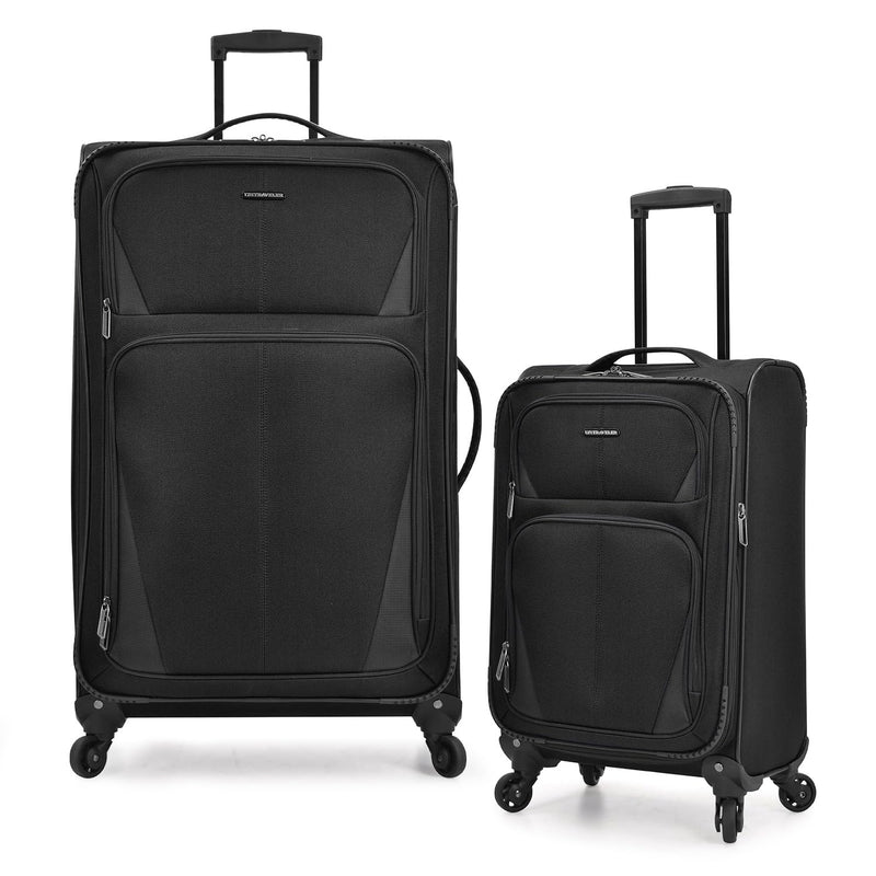 U.S. Traveler Aviron Bay Expandable Softside Luggage with Spinner Wheels, Black, 2 - Piece Set