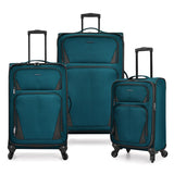 U.S. Traveler Aviron Bay Expandable Softside Luggage with Spinner Wheels, Teal, 3 - Piece Set