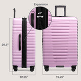 U.S. Traveler Boren Expandable Hardside Rugged Travel Luggage with 8 Spinner Wheels, Lavender, Checked - Large 30 - Inch