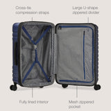 U.S. Traveler Boren Expandable Hardside Rugged Travel Luggage with 8 Spinner Wheels, Navy, Carry - on 22 - Inch