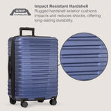 U.S. Traveler Boren Expandable Hardside Rugged Travel Luggage with 8 Spinner Wheels, Navy, Carry - on 22 - Inch