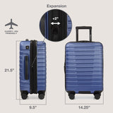 U.S. Traveler Boren Expandable Hardside Rugged Travel Luggage with 8 Spinner Wheels, Navy, Carry - on 22 - Inch