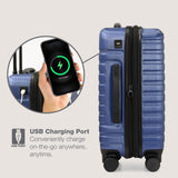 U.S. Traveler Boren Expandable Hardside Rugged Travel Luggage with 8 Spinner Wheels, Navy, Carry - on 22 - Inch