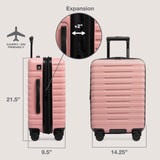 U.S. Traveler Boren Expandable Hardside Rugged Travel Luggage with 8 Spinner Wheels, Rose Pink, Carry - on 22 - Inch