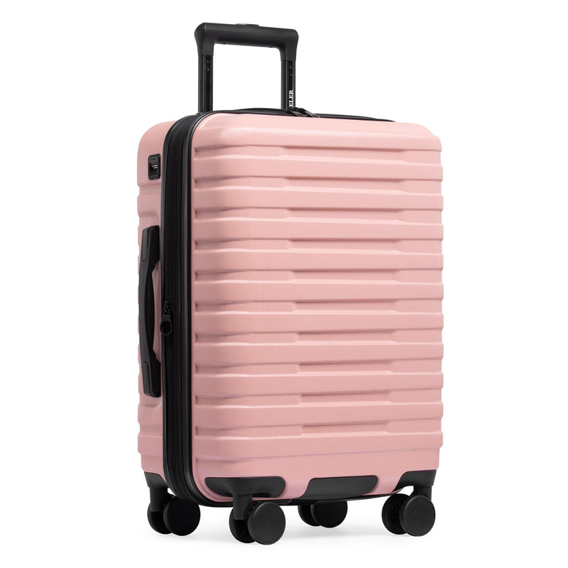 U.S. Traveler Boren Expandable Hardside Rugged Travel Luggage with 8 Spinner Wheels, Rose Pink, Carry - on 22 - Inch