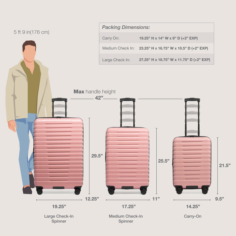U.S. Traveler Boren Expandable Hardside Rugged Travel Luggage with 8 Spinner Wheels, Rose Pink, Carry - on 22 - Inch