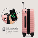 U.S. Traveler Boren Expandable Hardside Rugged Travel Luggage with 8 Spinner Wheels, Rose Pink, Carry - on 22 - Inch