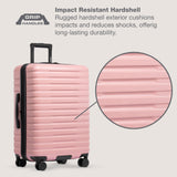 U.S. Traveler Boren Expandable Hardside Rugged Travel Luggage with 8 Spinner Wheels, Rose Pink, Carry - on 22 - Inch